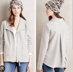 Saturday Sunday Anthropologie Gray Jersey Zip Up Blazer Jacket Size Small